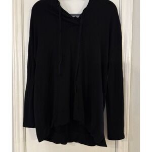 Lou & Grey Loft Hoodie Women's Size Large Butter Soft Loungewear Top Black Tunic